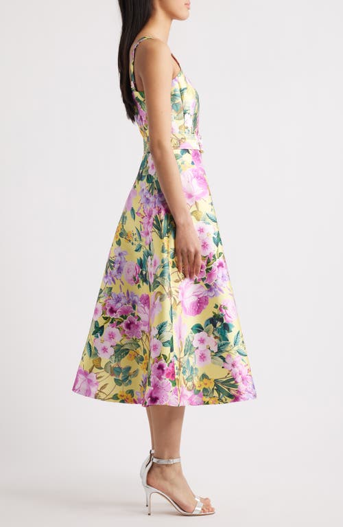 Julia Jordan Printed Monroe Twill Midi Dress In Yellow Multi
