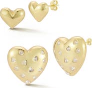 GLAZE JEWELRY Set of 2 Cubic Zirconia Heart Stud Earrings