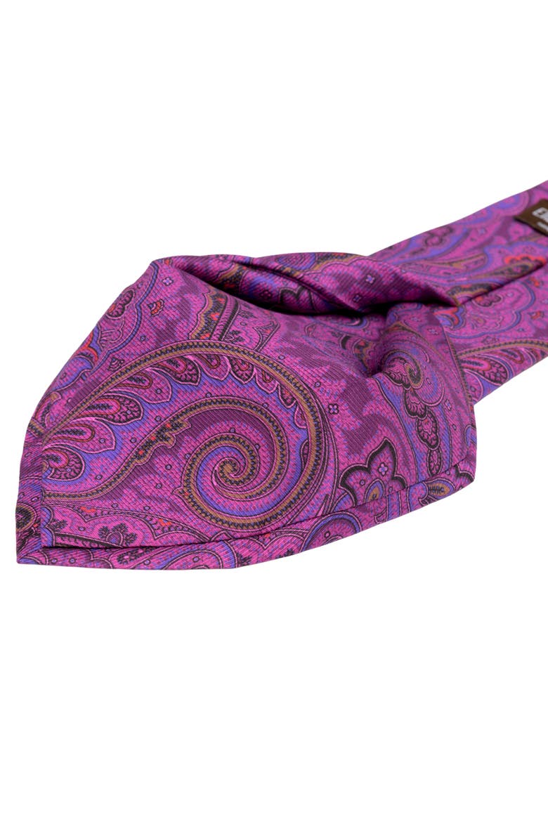 Cosimo - Extra Long Printed Silk Tie for Men, Alternate, color, Magenta