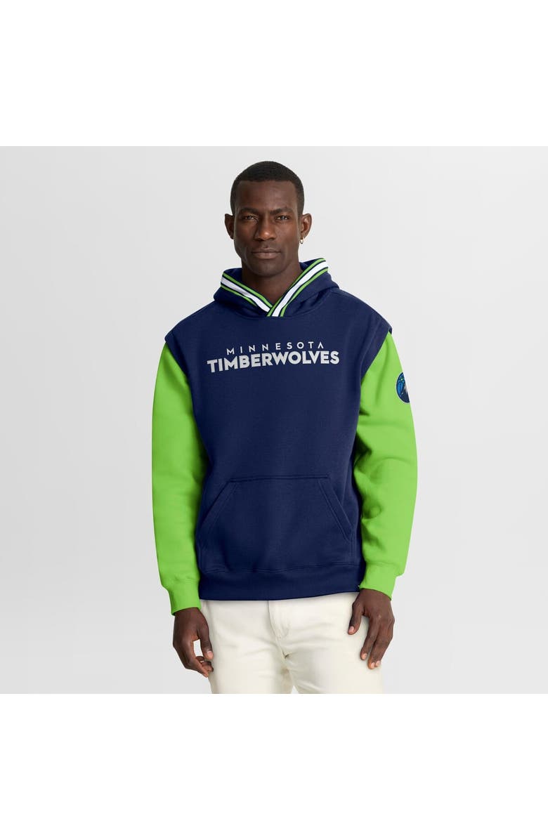 FANATICS Men's Fanatics  Navy/Green Minnesota Timberwolves Half Court Shot Clock Fastbreak Hoodie, Main, color, Navy