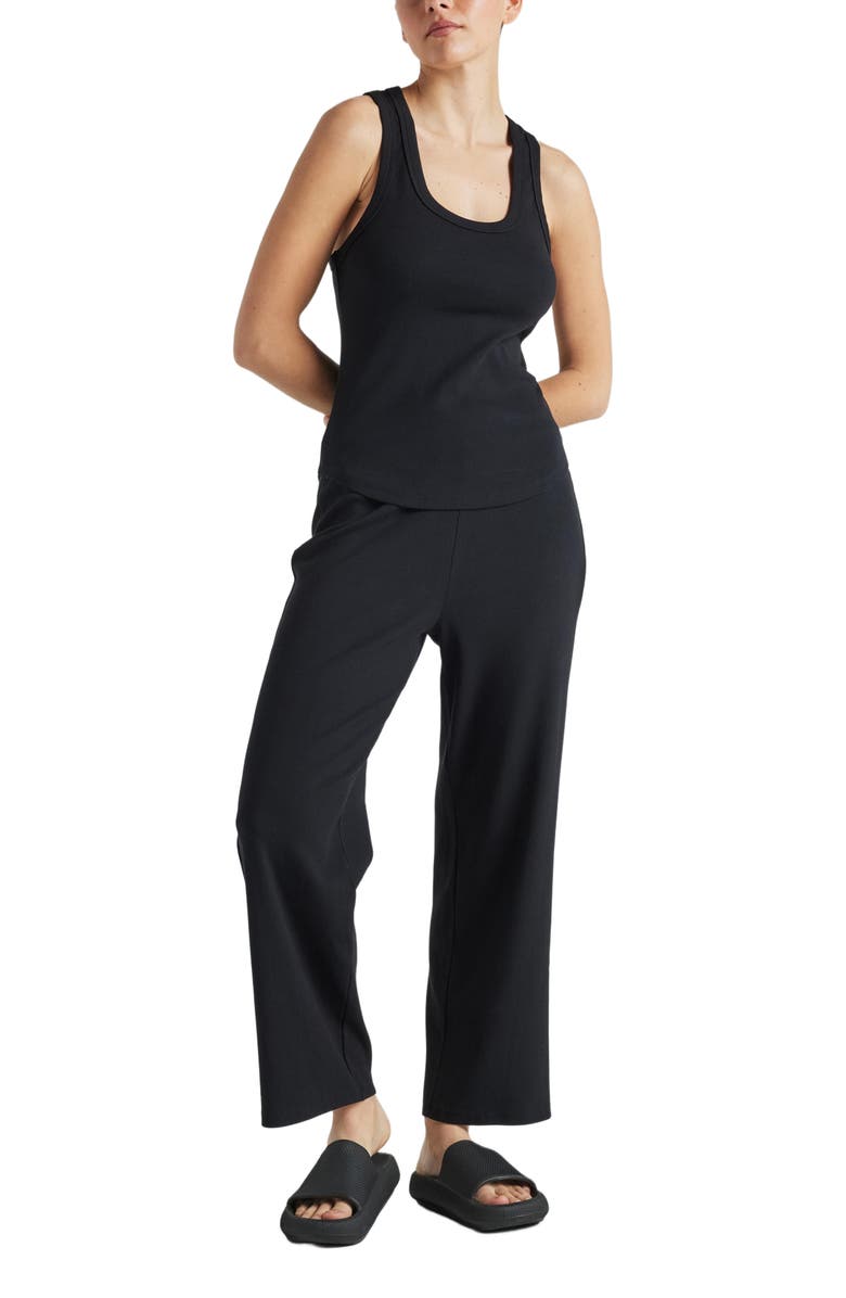 Losano Serene Rib Tank, Main, color, Black