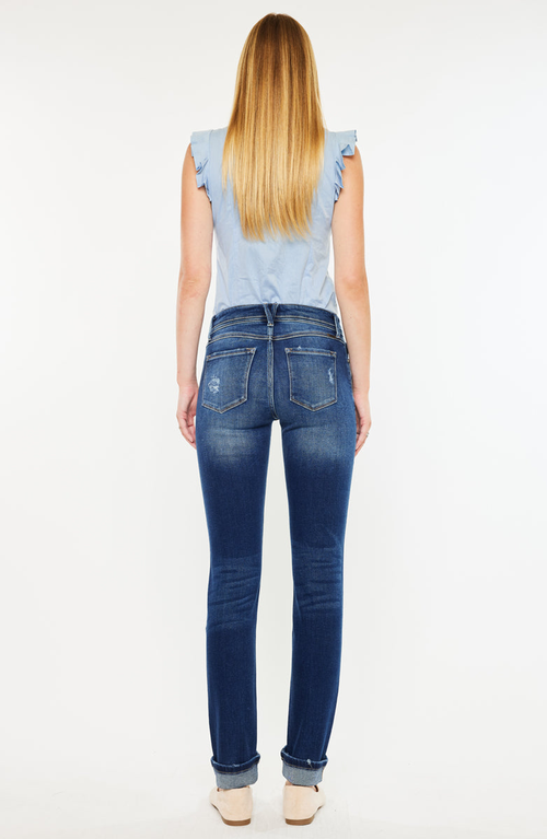 Kancan Eternity Mid Rise Slim Straight Leg Jeans In Blue