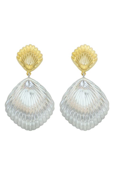 Shell & Freshwater Pearl Drop Earrings