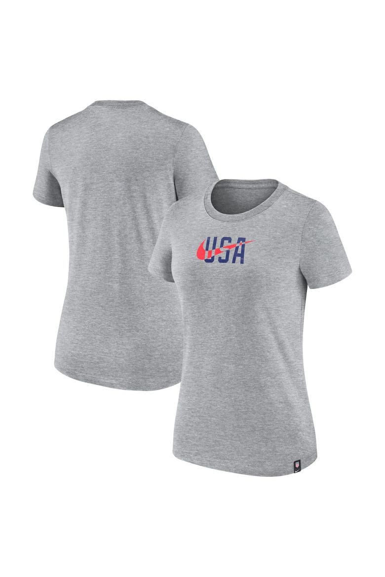 Women's Nike Heather Gray USMNT Club Swoosh T-Shirt, Main, color, Heather Gray