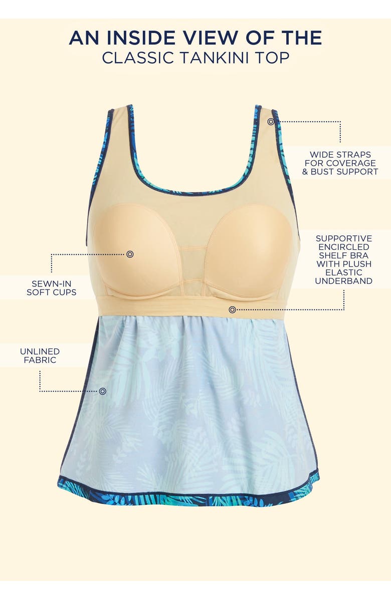Swimsuits for All Classic Tankini Top, Alternate, color, Multi Tropical