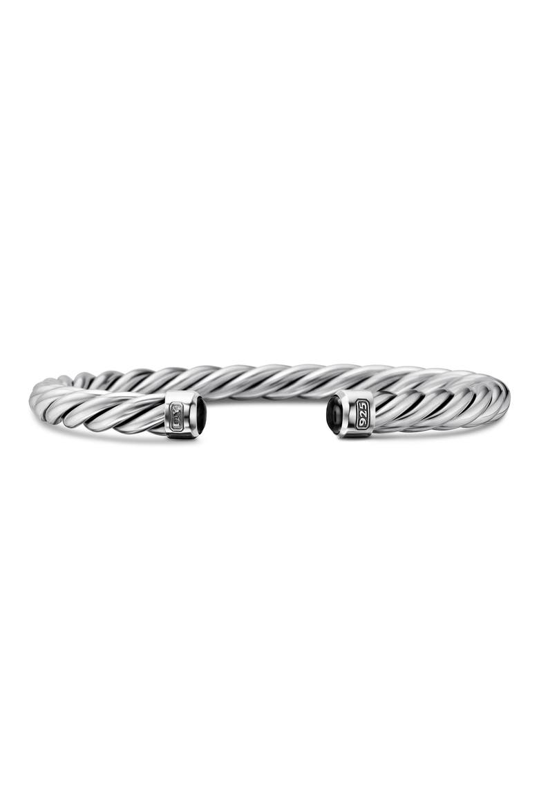 Men's Cable Cuff Bracelet in Sterling Silver with Semiprecious Stone, 6mm, Main, color, SILVER