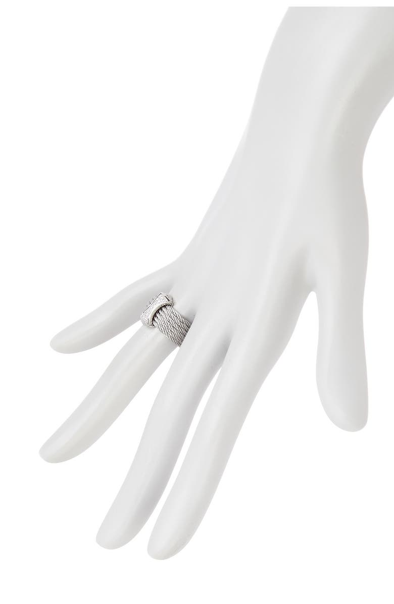 ALOR<sup>®</sup> 18K White Gold, Stainless Steel & Gray CBL Diamond Bar Ring - 0.12 ctw, Alternate, color,