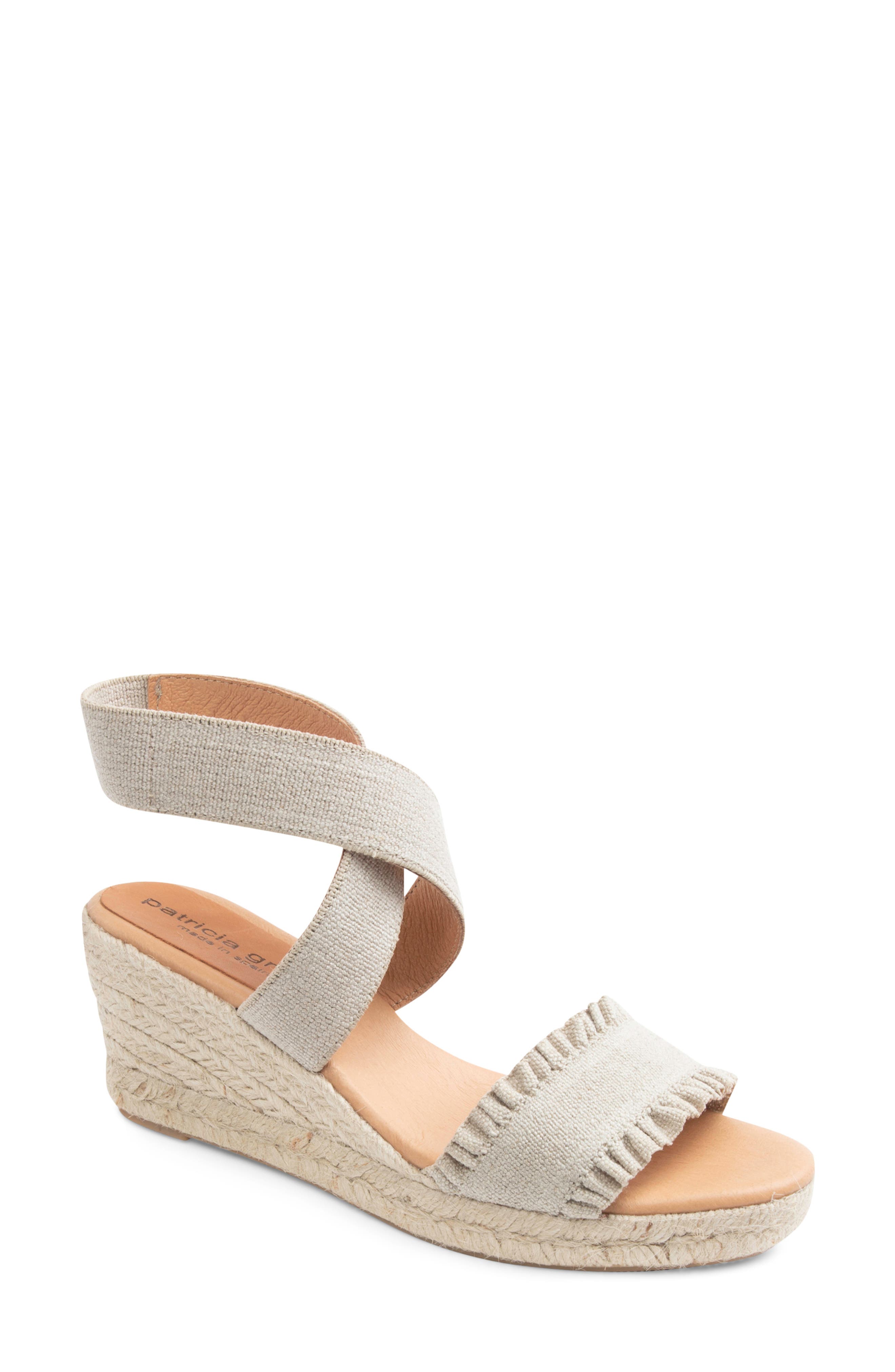 patricia green Easton Ankle Wrap Platform Wedge Sandal, Main, color, Natural Canvas
