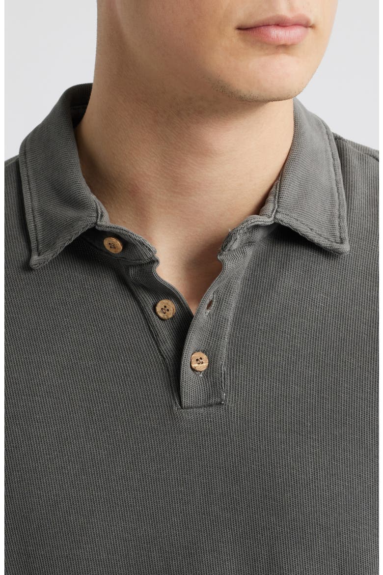 Caza Rib Organic Cotton Long Sleeve Polo, Alternate, color, SLATE