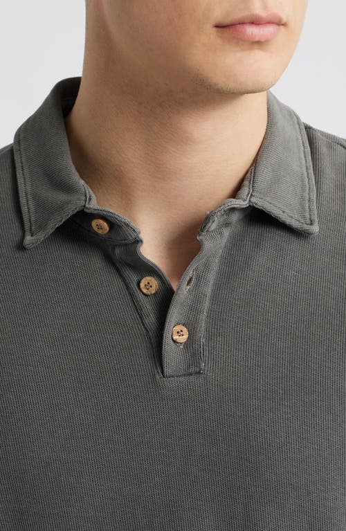 Alex Crane Caza Rib Organic Cotton Long Sleeve Polo In Slate