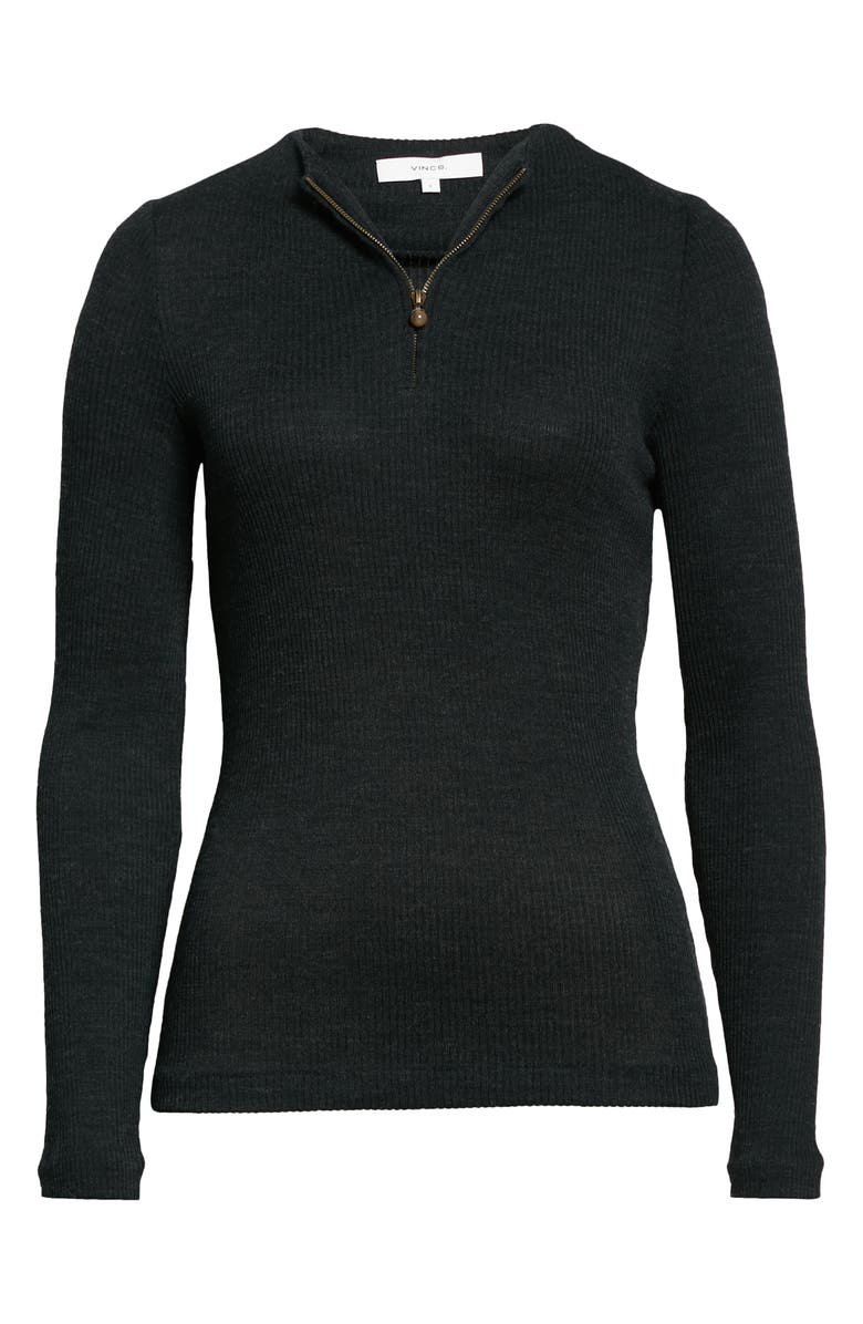 Vince Ribbed Half Zip Mock Neck Sweater, Alternate, color,