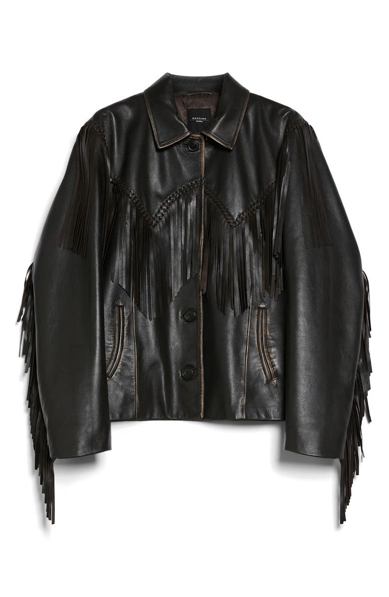 Weekend Max Mara Eracle Fringe Leather Jacket, Alternate, color, 