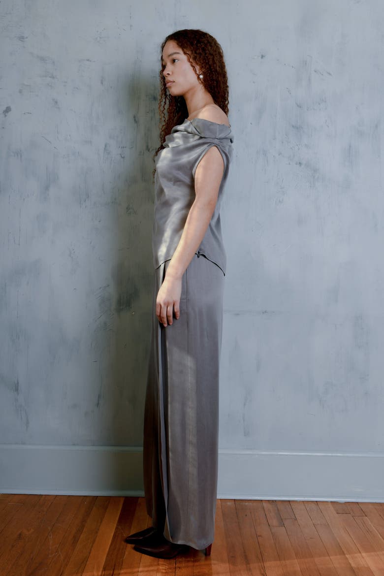 Solange Off The Shoulder Gathered Top, Alternate, color, Graphite