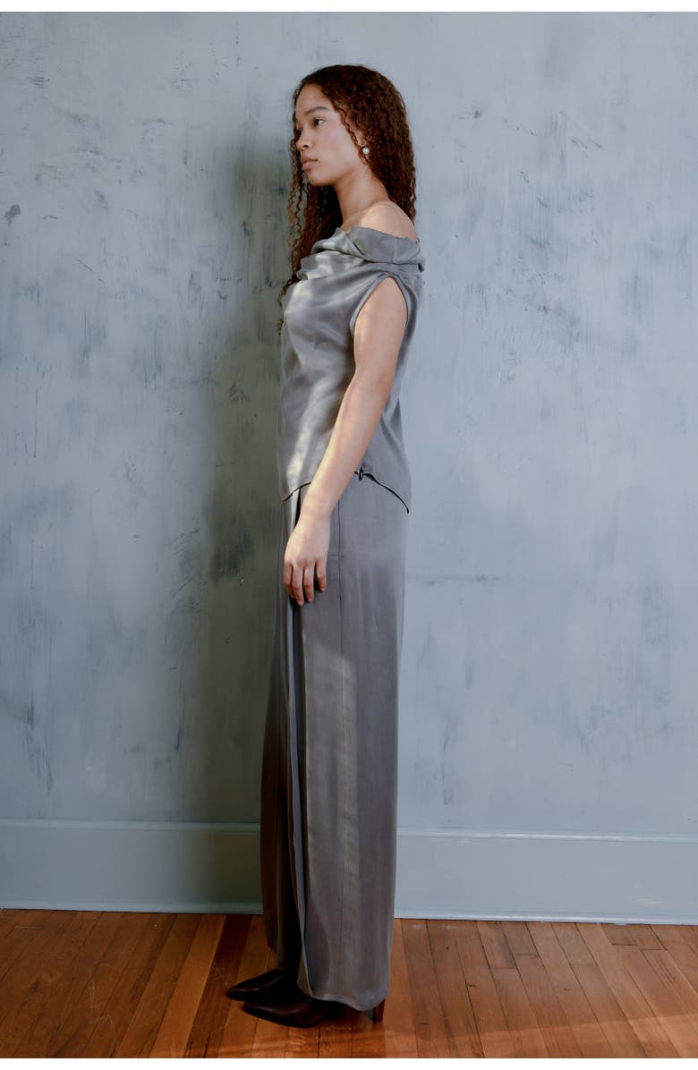 Untitled in Motion Solange Off The Shoulder Gathered Top, Alternate, color, Graphite