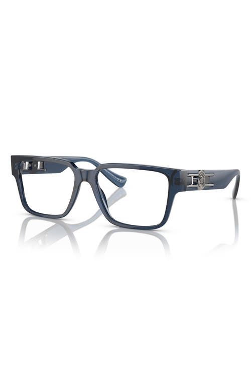 Versace 55mm Rectangular Optical Glasses In Blue Transparent