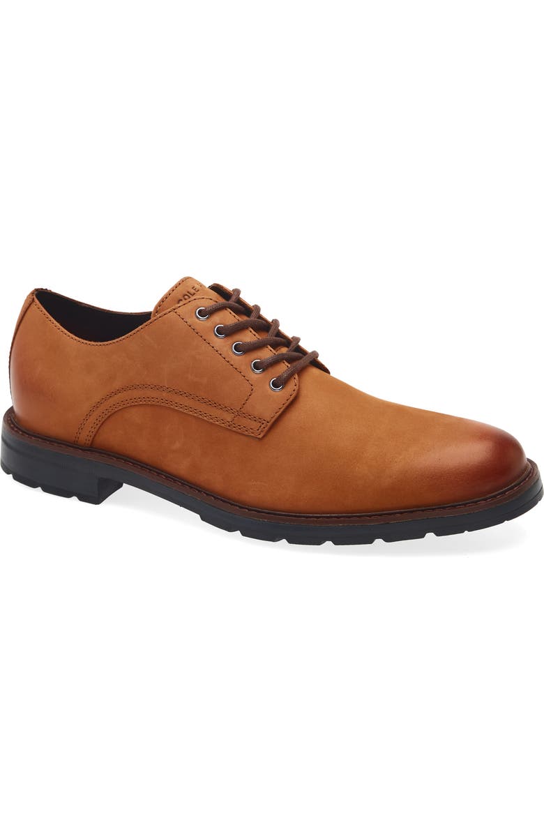 Cole Haan Chamberlin Grand Plain Toe Derby, Main, color, British Tan Nubuck / Black
