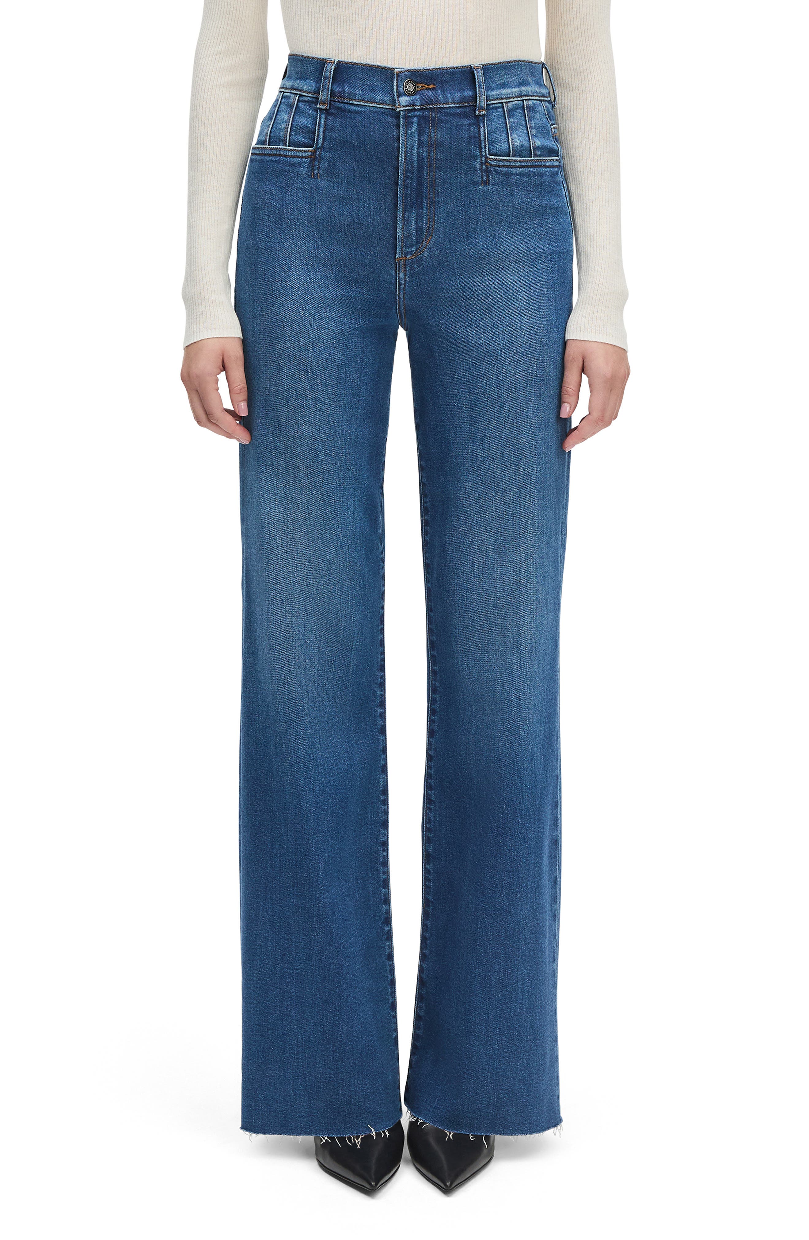 Favorite Daughter The Jordie Raw Hem High Waist Super Wide Leg Jeans