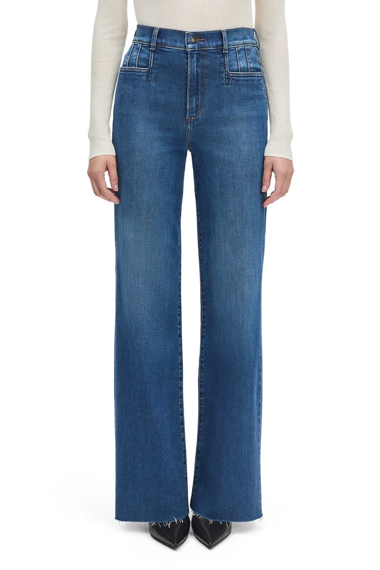 The Jordie Raw Hem High Waist Super Wide Leg Jeans, Main, color, MADISON