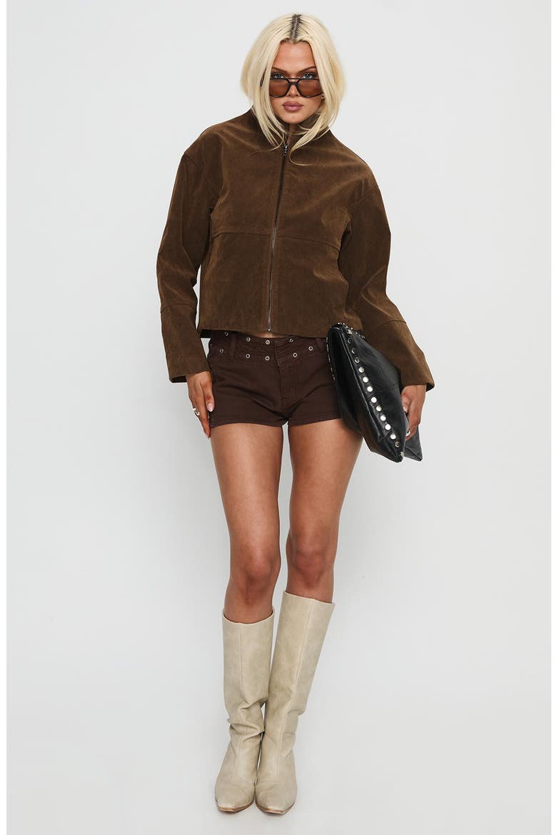 Jessalynn Faux Suede Full Zip Jacket, Alternate, color, BROWN