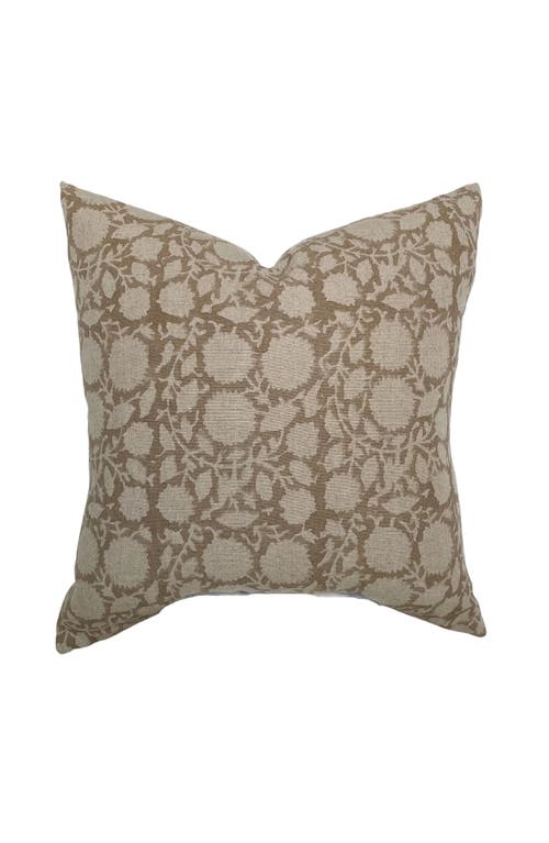 Linen & James Bowen Soft Brown Floral Handblock Pillow Cover In Soft Brown