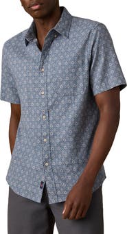 Faherty Breeze Short Sleeve Linen Blend Button-Down Shirt