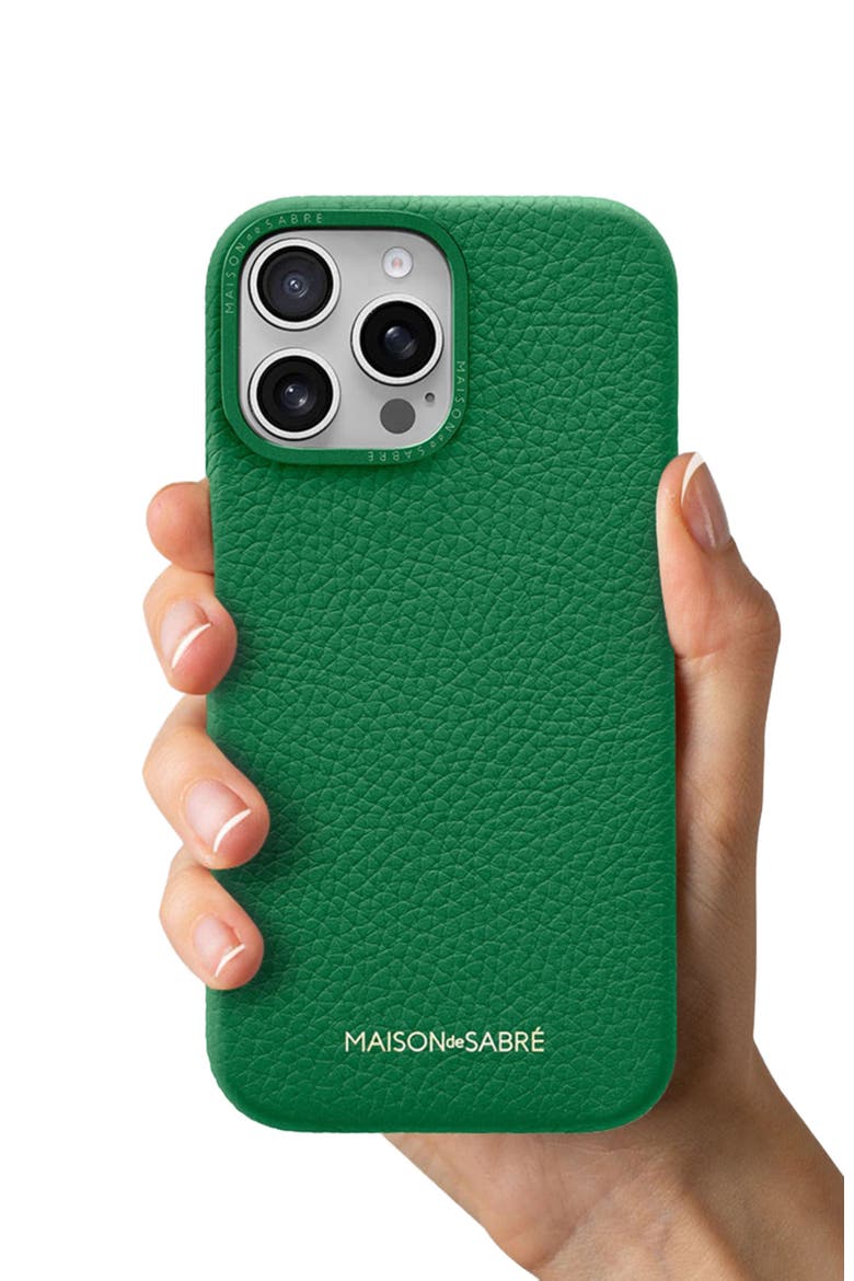 Leather Phone Case iPhone 16 Pro, Alternate, color, Emerald Green