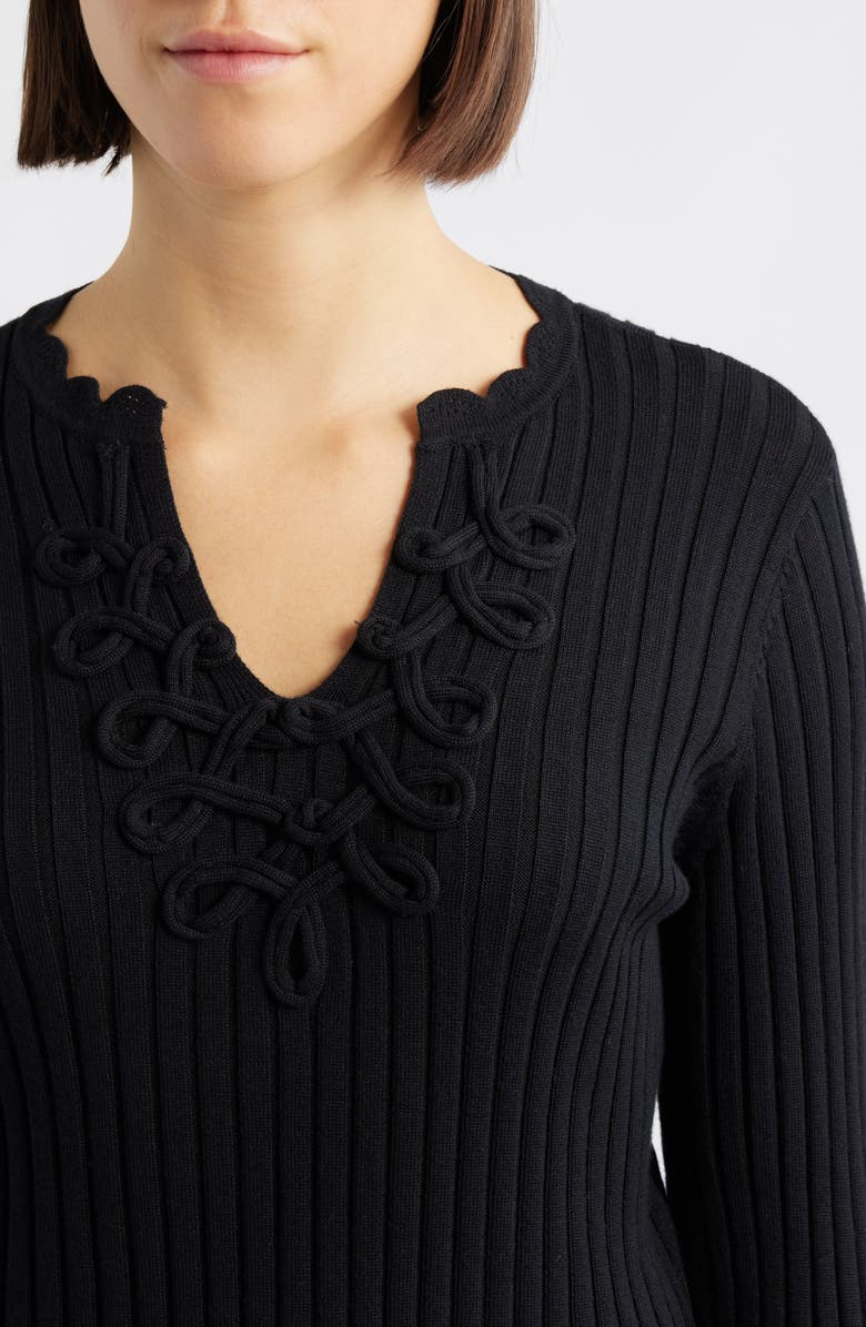 Wit & Wisdom Soutache Rib Sweater, Alternate, color, Black
