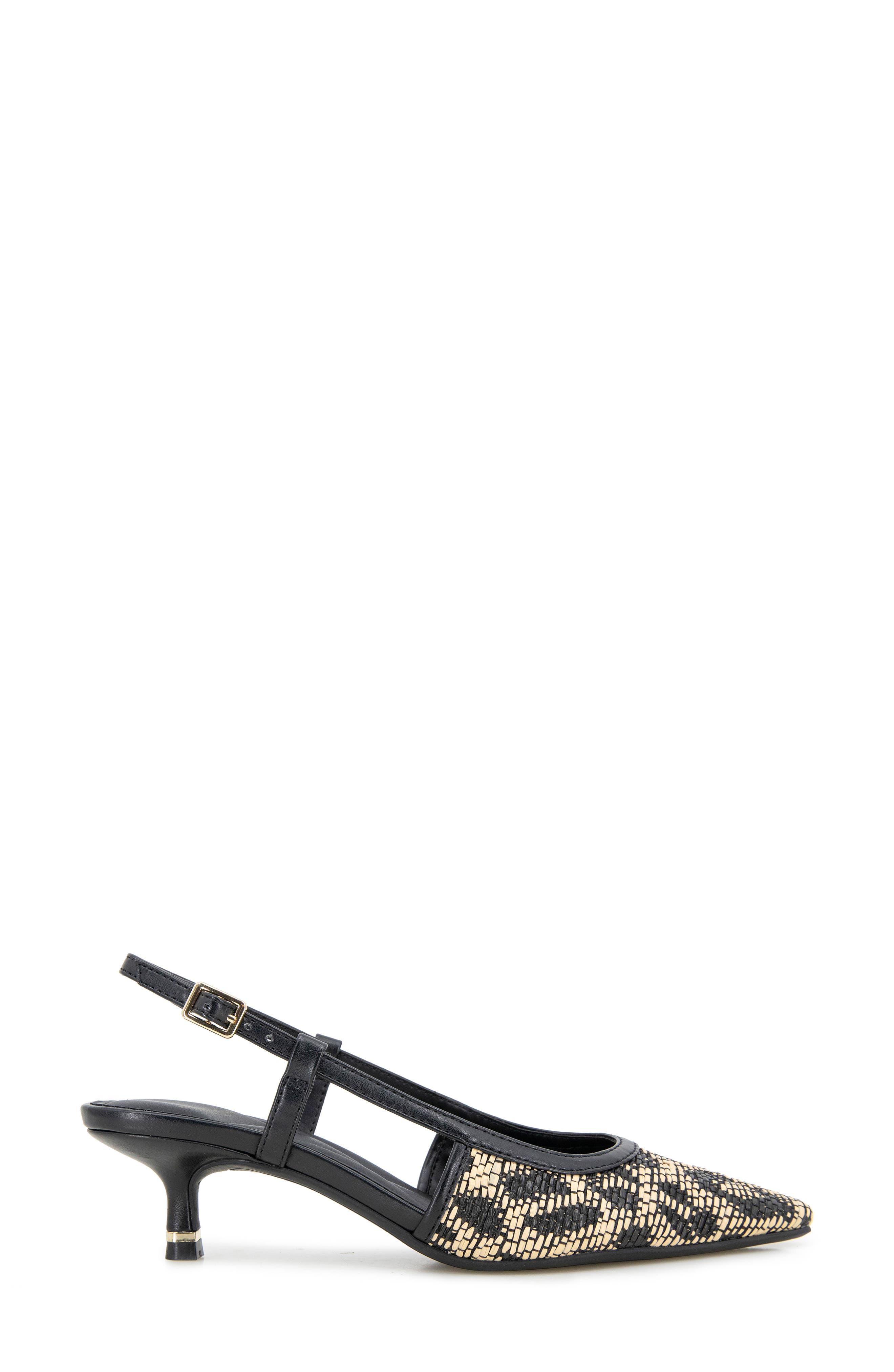 Kenneth Cole New York Martha Snakeskin Embossed Slingback Pump, Alternate, color, Natural/ Black Raffia