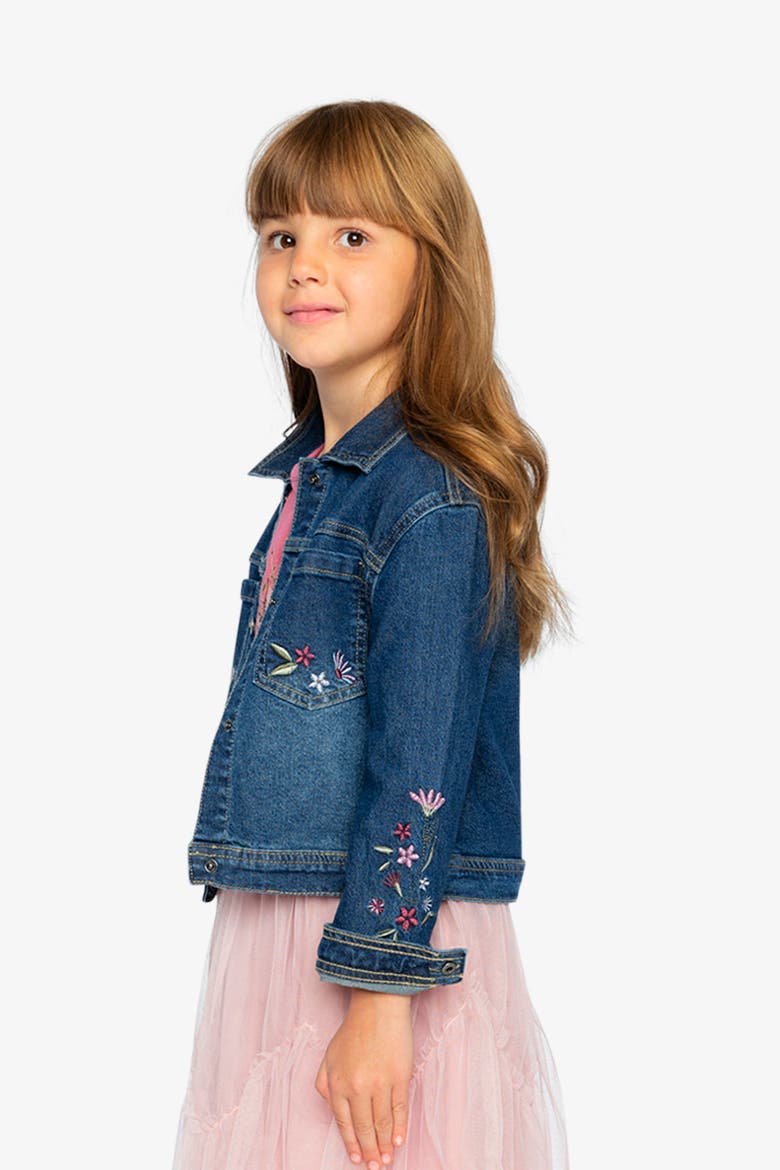 Soft Poetry Stretch Fabric Flower Embroidery Denim Jacket, Alternate, color, Light Blue Denim