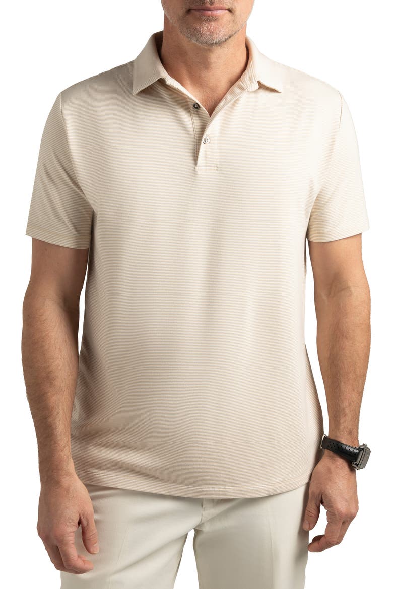Pinehurst Classic Fit Cotton Blend Golf Polo, Main, color, KHAKI / WHITE