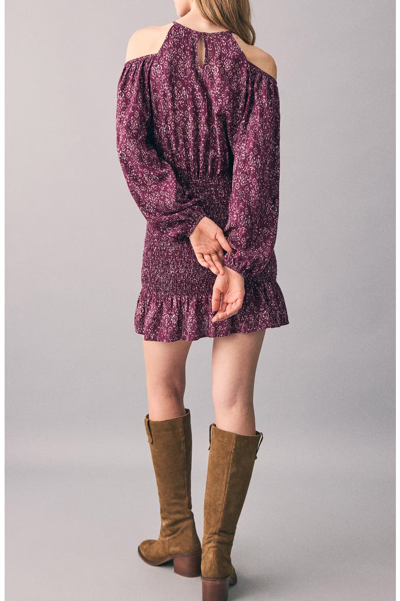 Metallic Cold Shoulder Long Sleeve Dress, Alternate, color, MAROON