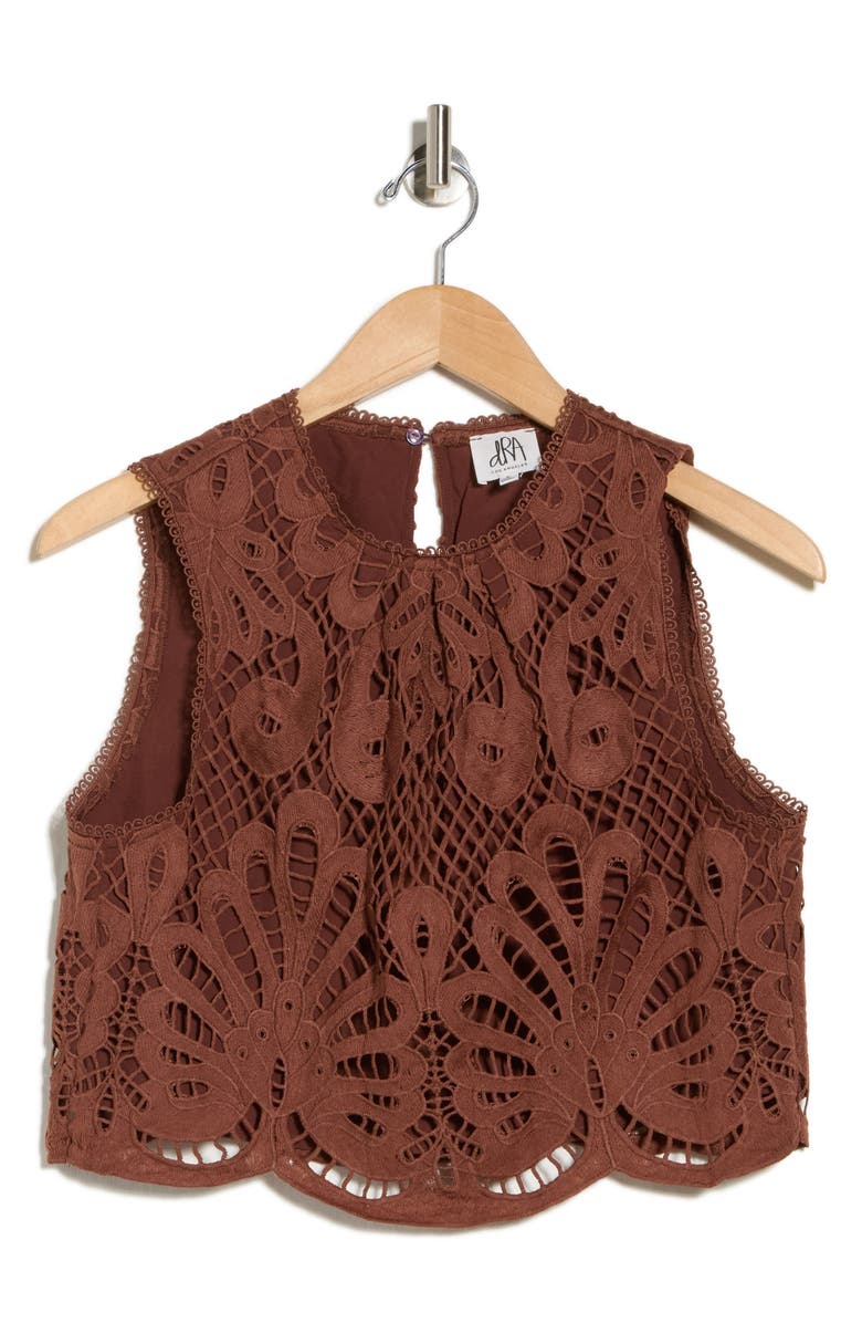 NSR Lace Overlay Top, Main, color, Brown