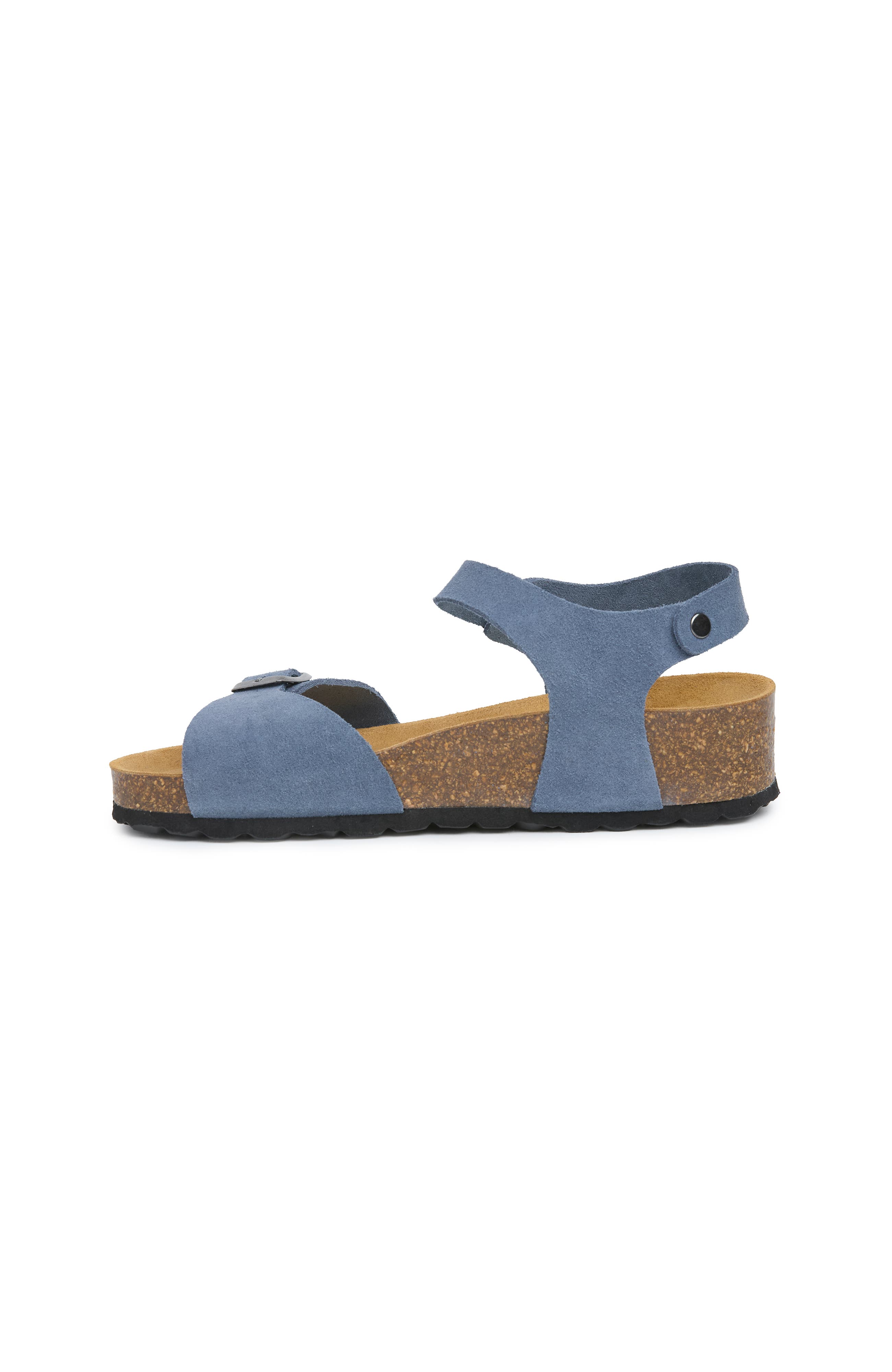 Celtic & Co. Low Wedge Double Buckle Suede Sandal, Alternate, color, Cobalt