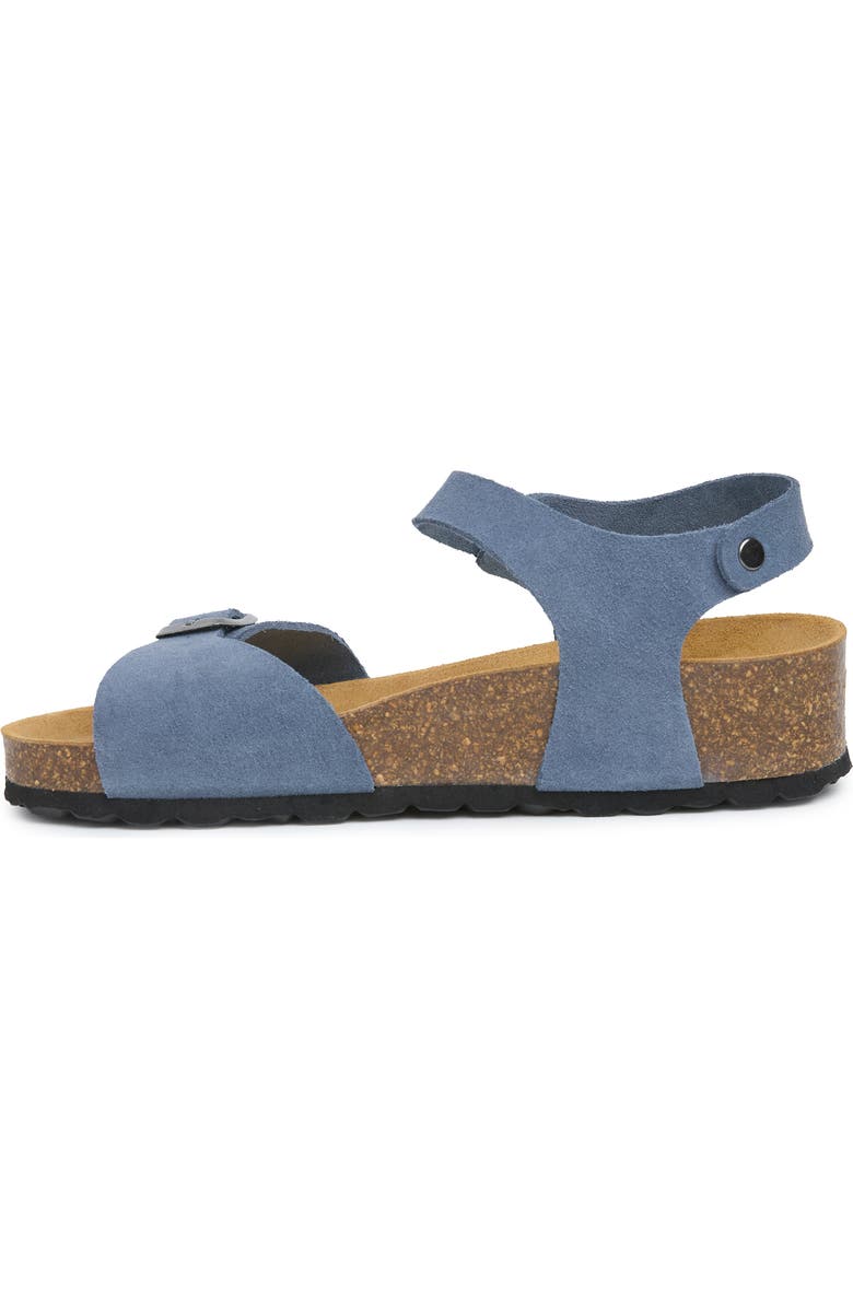 Celtic & Co. Low Wedge Double Buckle Suede Sandal, Alternate, color, Cobalt