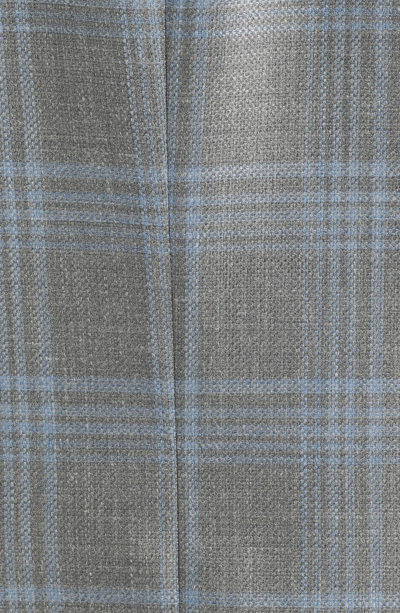 Peter Millar Hyperlight Soft Grey Plaid Slub Wool & Silk Blend Sport Coat, Alternate, color, Grey