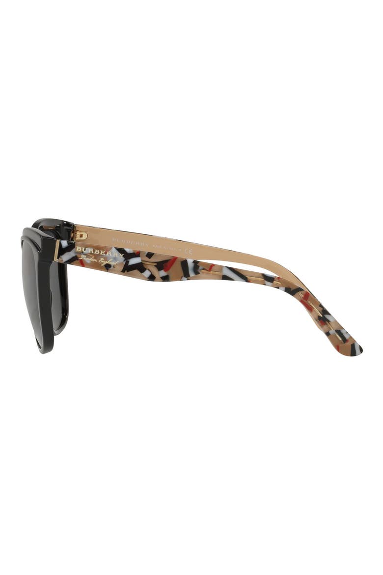 Marblecheck 55mm Square Sunglasses, Alternate, color, BLACK SOLID