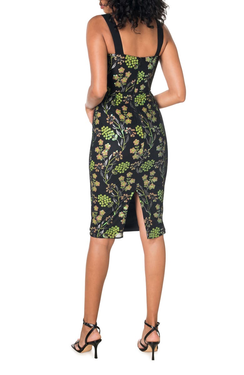 Dress the Population Nicole Sequin Floral Embroidered Sheath Cocktail Dress, Alternate, color, 