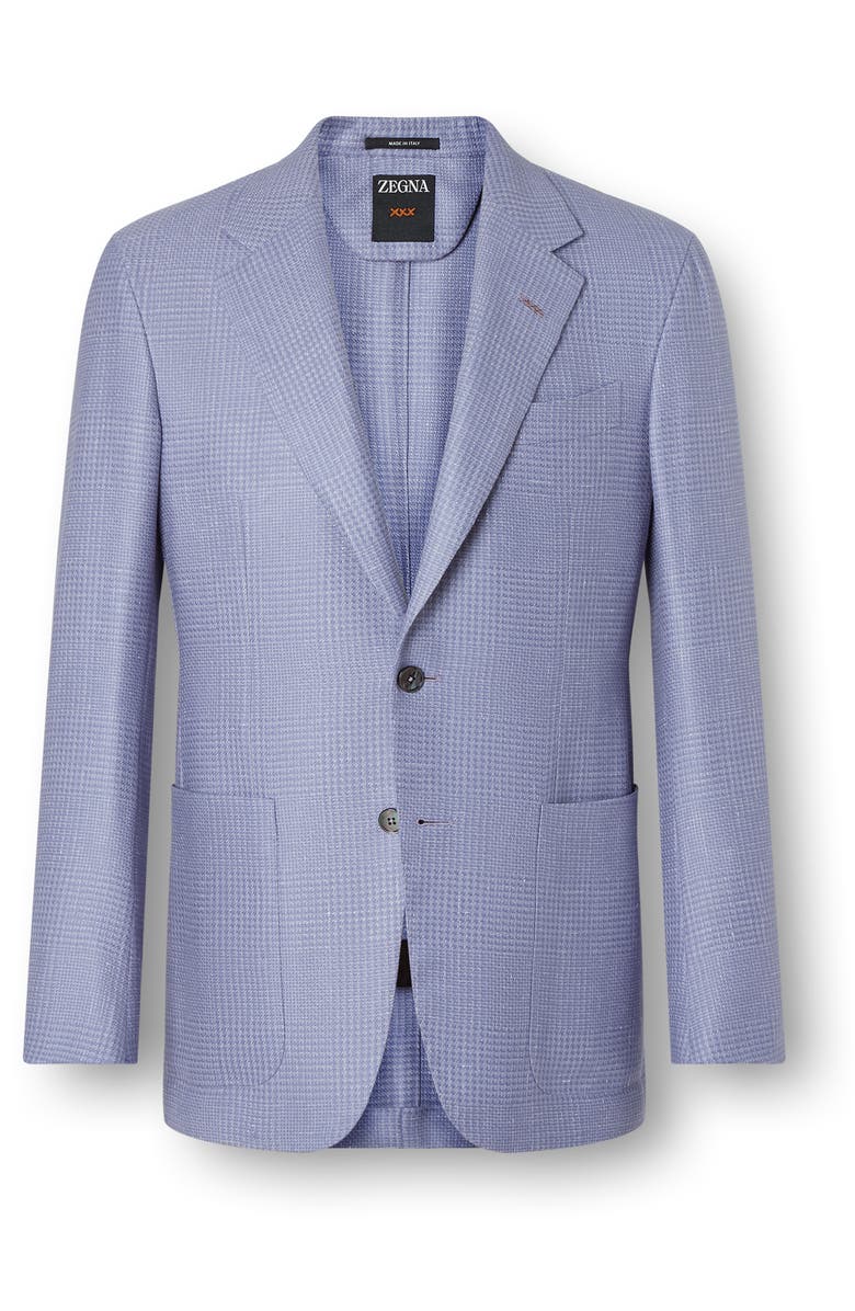 ZEGNA Glen Check Cashmere, Silk & Linen Cardigan Jacket, Alternate, color, Lilac