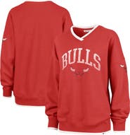 '47 Women's '47  Red Chicago Bulls Rise Wax Pack Daze '80s Oversize Pullover Sweatshirt