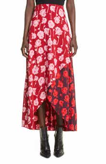 Lela Rose Floral Print High Low Tulip Skirt