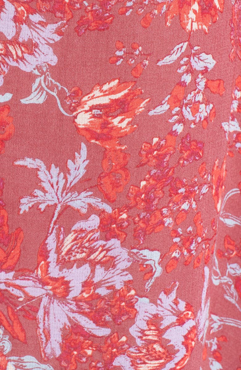 Lucky Brand Fringe Neck Floral Blouse, Alternate, color, Red Multi