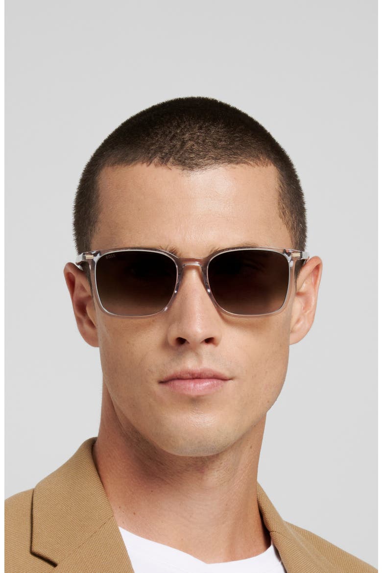 55mm Square Sunglasses, Alternate, color, GREY/ GREEN SHADED
