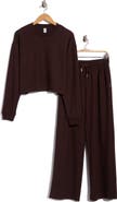 90 DEGREE BY REFLEX Marvelle Crewneck Sweatshirt & Wide Leg Pants Lounge Set