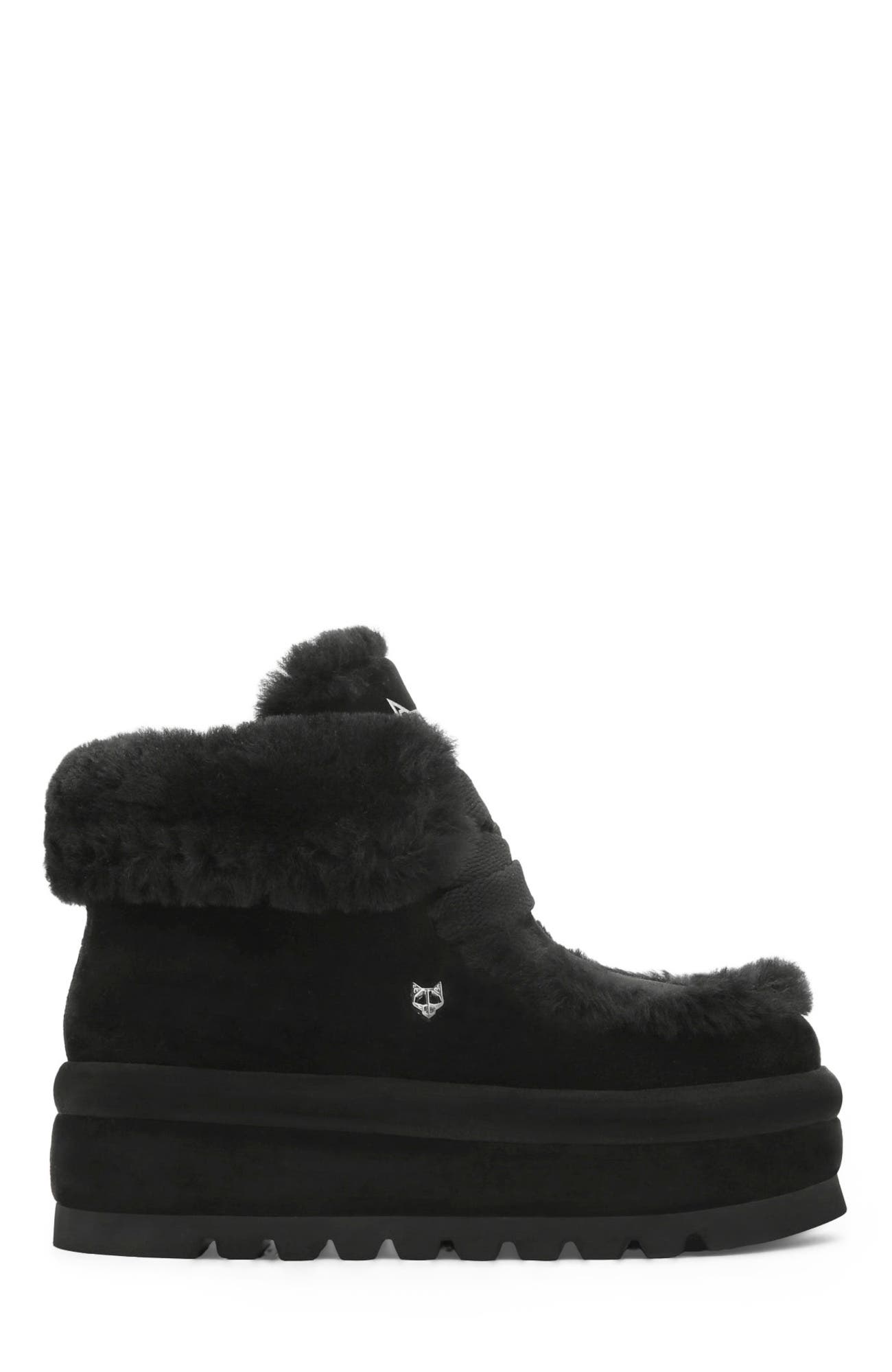 Naked Wolfe Bambi Black Suede/Shearling, Main, color, Black