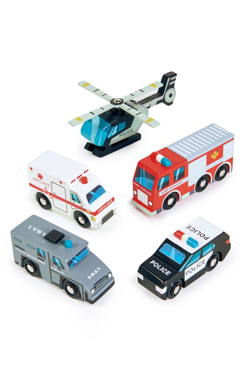 Tender Leaf Toys Emergency Vehicle Wooden Toy Set, Main, color, Multi