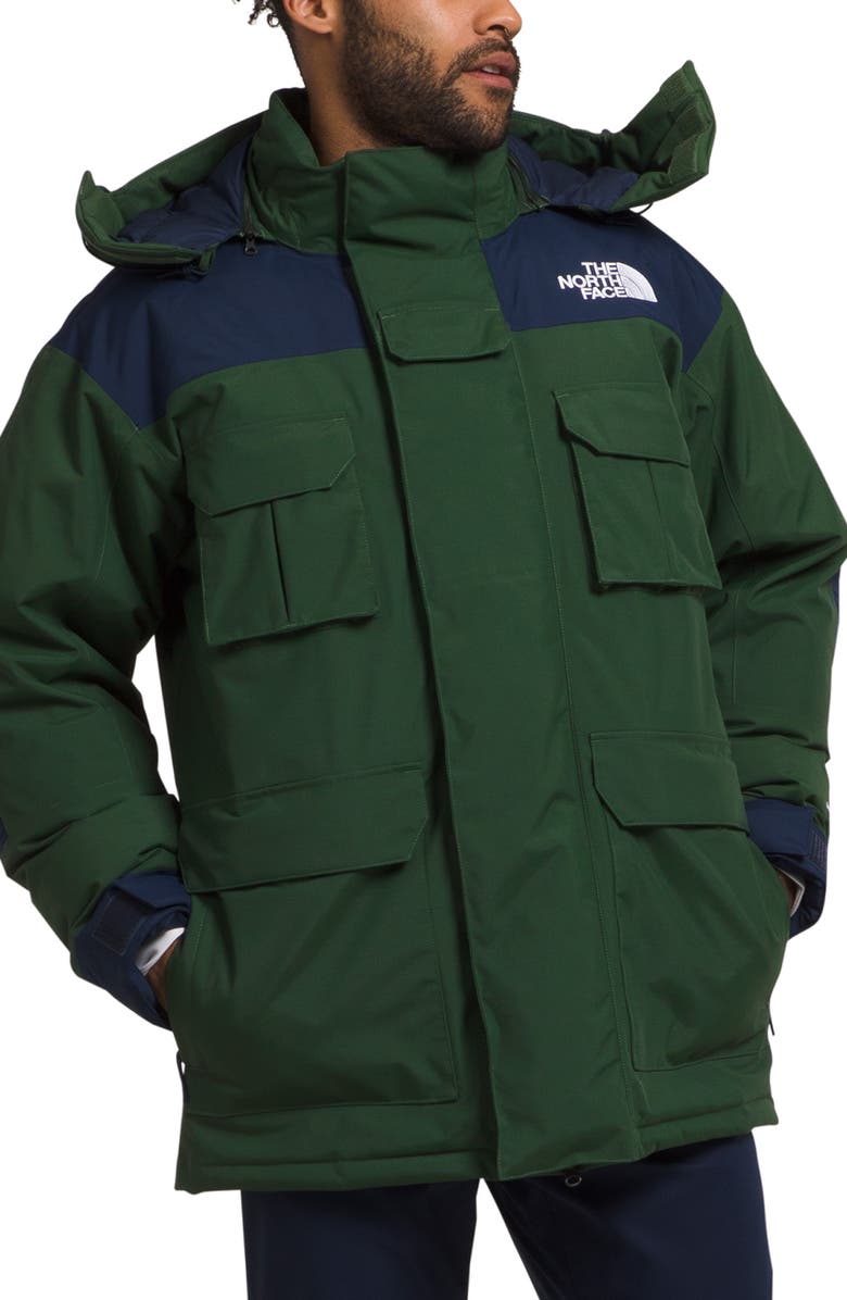 The North Face Coldworks Water Repellent Hooded Parka, Main, color, Pine Needle/ Summit Navy