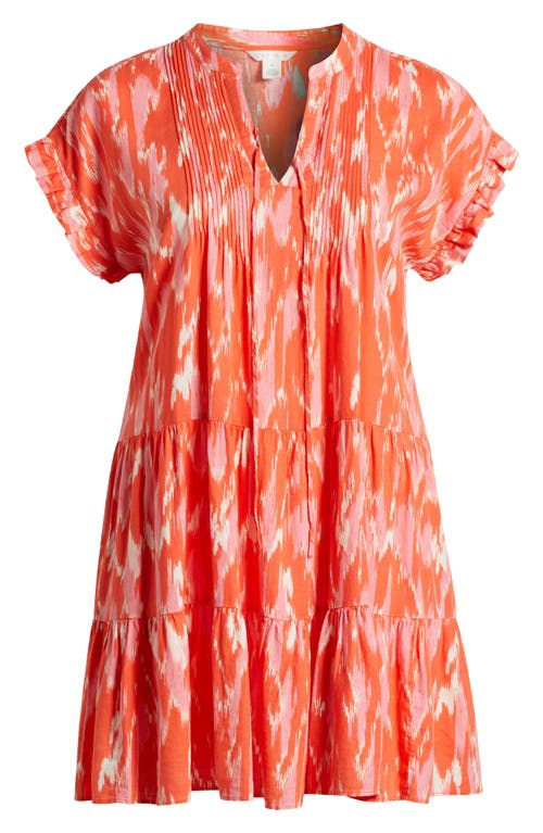 Caslon ® Pintuck Tiered Linen Blend Shift Dress In Orange