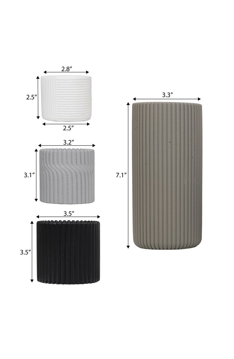 JONATHAN Y Noa Modern Minimalist Handmade Concrete Fluted Cylinder Planter Set, Alternate, color, Dark Gray