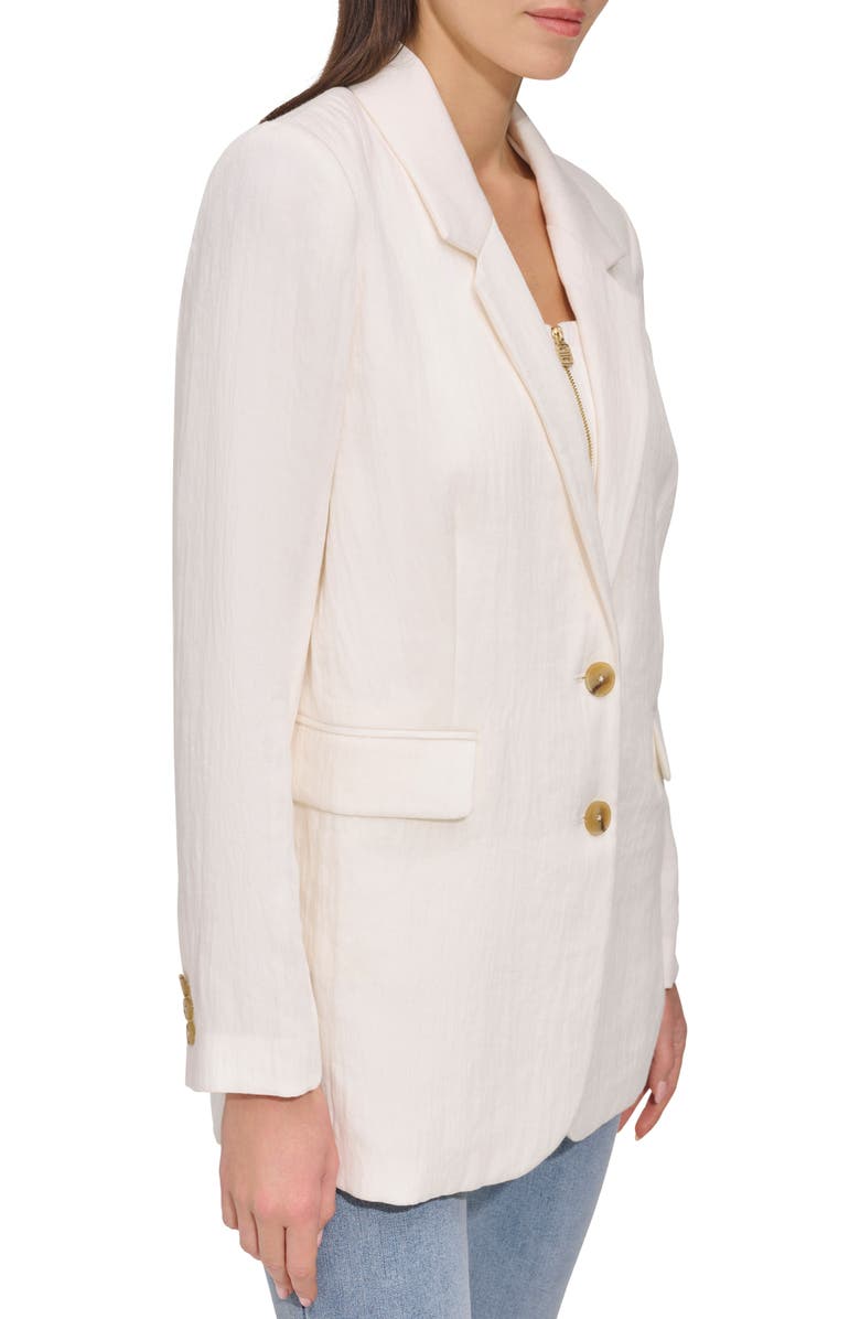 DKNY Organza Blazer, Alternate, color, Eggnog