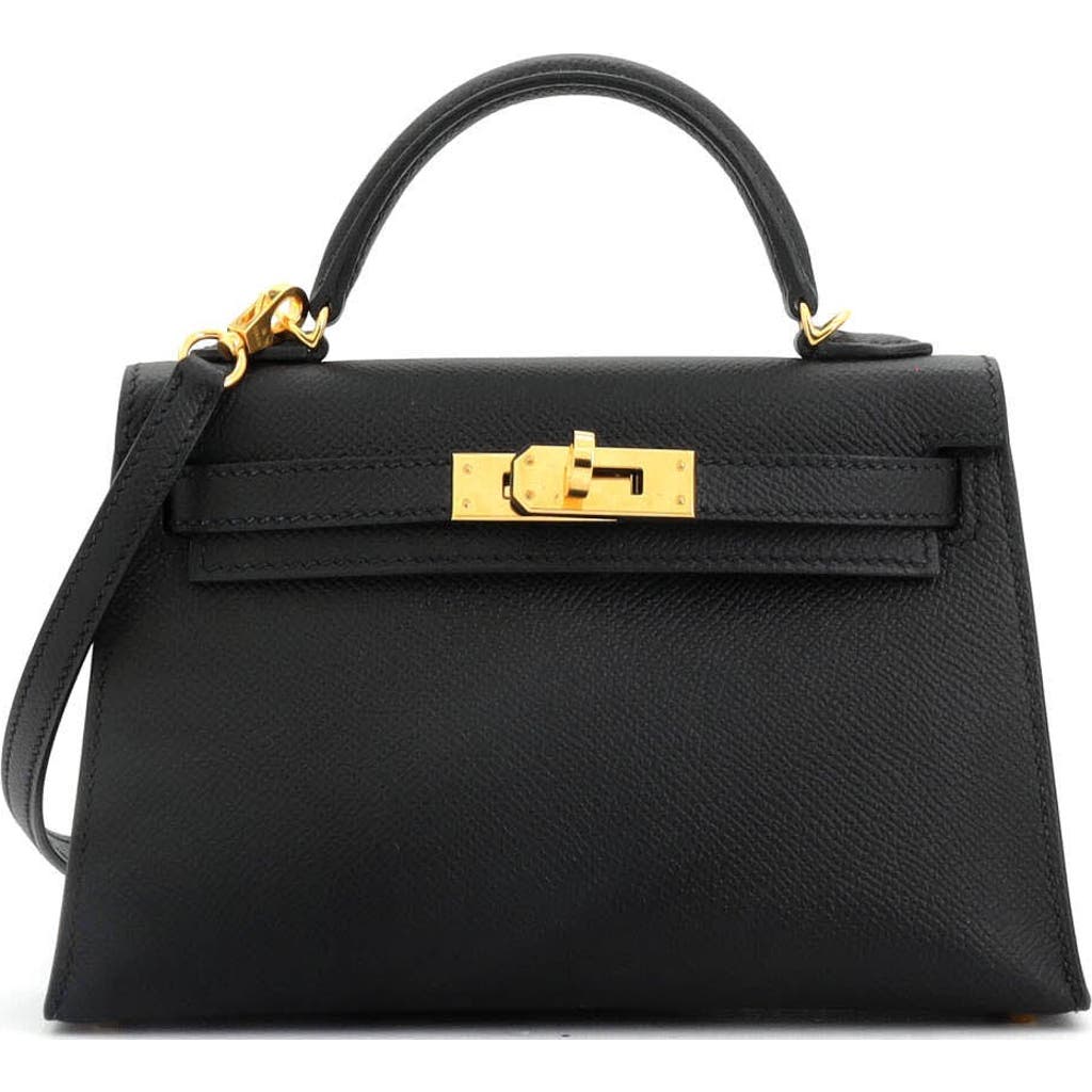 Pre-owned Hermes  Hermes Kelly Mini Ii Bag Black Epsom With Gold Hardware 20 In Black